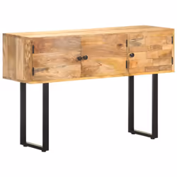 Ce buffet en bois ajoute un aspect industriel à votre décoration intérieure. L'armoire latérale est faite de bois massif de m ...