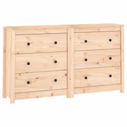 Buffet bahut - Bois de pin massif - 140 x 35 x 80 cm - 2 portes - Meuble de salon - Marron