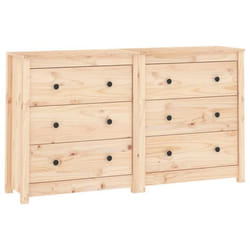 Buffet bahut - Bois de pin massif - 140 x 35 x 80 cm - 2 portes - Meuble de salon - Marron