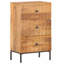 Buffet bahut commode - Vintage - Bois de manguier - 3 tiroirs - 45 x 30 x 75 cm - Style industriel