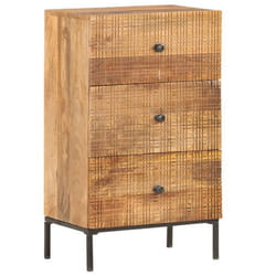 Buffet bahut commode - Vintage - Bois de manguier - 3 tiroirs - 45 x 30 x 75 cm - Style industriel