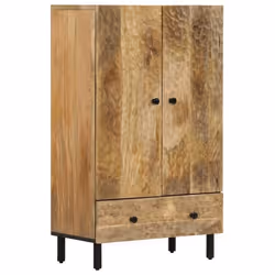 Buffet bahut - Bois de manguier - 60 x 33 x 100 cm - 2 portes - Meuble de rangement - Style classique