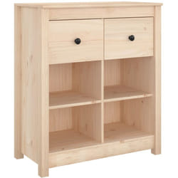 Buffet bahut commode armoire meuble de rangement organisateur cuisine salle de séjour salon 70 x 35 x 80 cm bois massif de pin marron