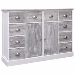 Buffet bahut commode - Non spécifié - 113 x 30 x 79 cm - 10 tiroirs - Bois de Paulownia et peuplier - Gris