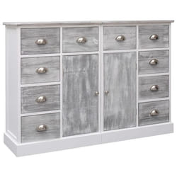 Buffet bahut commode - Non spécifié - 113 x 30 x 79 cm - 10 tiroirs - Bois de Paulownia et peuplier - Gris