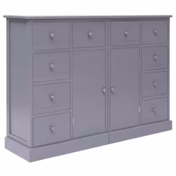 Buffet bahut commode - Non spécifié - 113 x 30 x 79 cm - 10 tiroirs - Bois de Paulownia et peuplier - Gris