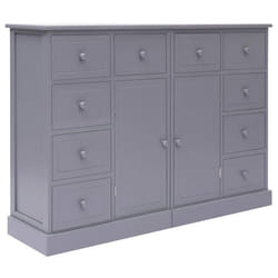 Buffet bahut commode - Non spécifié - 113 x 30 x 79 cm - 10 tiroirs - Bois de Paulownia et peuplier - Gris