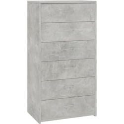 Buffet bahut commode armoire meuble de rangement organisateur cuisine salle de séjour salon avec 6 tiroirs 50 x 34 x 96 cm bois d'ingénierie gris
