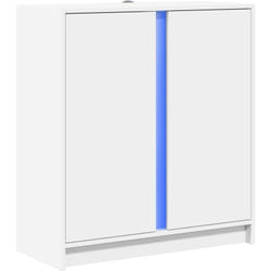 Buffet bahut commode armoire meuble de rangement organisateur cuisine salle de séjour salon avec led 77 x 34 x 85 cm bois d'ingénierie blanc
