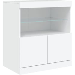 Buffet bahut commode armoire meuble de rangement organisateur cuisine salle de séjour salon avec lumières led 60 x 37 x 67 cm blanc