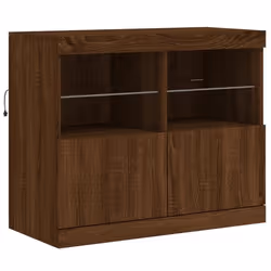 Buffet bahut - Non spécifié - 81 x 37 x 67 cm - Bois dingénierie - Éclairage LED RVB - Marron