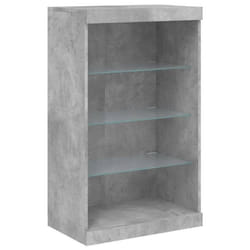 Buffet bahut - Non spécifié - 605 x 37 x 100 cm - Gris béton - Éclairage LED - Rangement spacieux