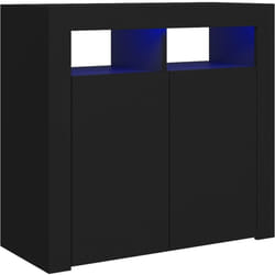 Buffet bahut commode armoire meuble de rangement organisateur cuisine salle de séjour salon avec lumières led 80 x 35 x 75 cm noir