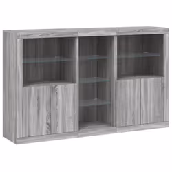 Buffet bahut - MARQUE - Modèle - LED - Bois dingénierie - 162 cm gris sonoma