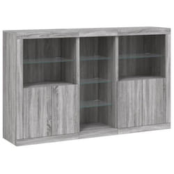 Buffet bahut - MARQUE - Modèle - LED - Bois dingénierie - 162 cm gris sonoma
