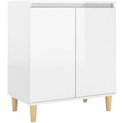 Buffet bahut commode armoire meuble de rangement organisateur cuisine salle de séjour salon avec pieds en bois brillant bois d'ingénierie blanc