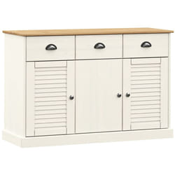 Buffet bahut commode armoire meuble de rangement organisateur cuisine salle de séjour salon avec tiroirs 113 x 40 x 75 cm bois massif de pin blanc