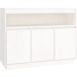 Buffet bahut commode armoire meuble de rangement organisateur cuisine salle de séjour salon 104,5 x 34 x 80 cm bois massif de pin blanc