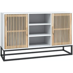 Buffet bahut commode armoire meuble de rangement organisateur cuisine salle de séjour salon 105 x 30 x 65 cm bois d'ingénierie blanc