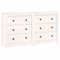 Buffet - Bois Massif - 140 x 35 x 80 cm - Blanc - 2 Portes - Meuble de Salon