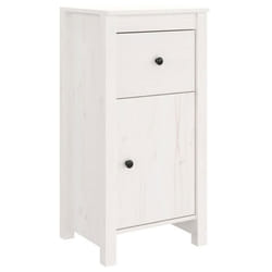 Buffet - Bois Massif - 40 x 35 x 80 cm - Blanc - 2 Portes - Meuble de Salon