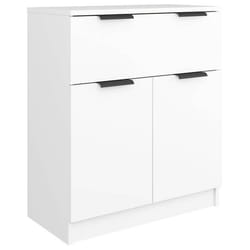 Buffet - Bois dingénierie - 60 x 30 x 70 cm - Blanc - 1 tiroir - 2 portes