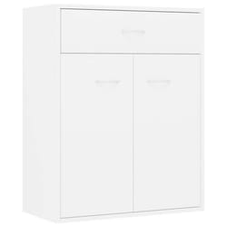 Buffet - Bois dingénierie - 60 x 30 x 75 cm - 2 portes - 1 tiroir - Blanc Mat