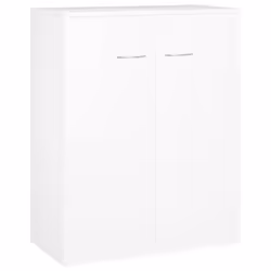 Buffet - Bois dingénierie - 60 x 30 x 75 cm - 2 portes - Blanc - Meuble de séjour