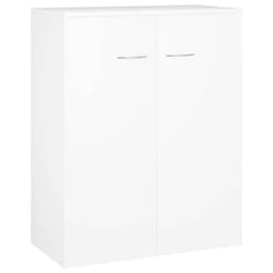 Buffet - Bois dingénierie - 60 x 30 x 75 cm - 2 portes - Blanc - Meuble de séjour