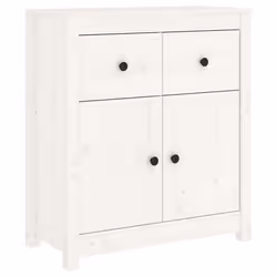 Buffet - Bois Massif - 70 x 35 x 80 cm - Blanc - Meuble de Rangement - Salle de Séjour