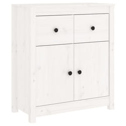 Buffet - Bois Massif - 70 x 35 x 80 cm - Blanc - Meuble de Rangement - Salle de Séjour