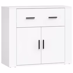 Buffet - Bois dingénierie - 80 x 33 x 70 cm - 2 portes - 2 tiroirs - Blanc