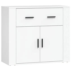 Buffet - Bois dingénierie - 80 x 33 x 70 cm - 2 portes - 2 tiroirs - Blanc