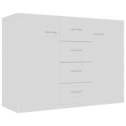 Buffet - Ingénier - Commode moderne - 4 tiroirs - 2 portes - Bois dingénierie blanc