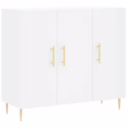 Buffet - Bois dingénierie - 90 x 34 x 80 cm - 2 portes - Blanc - Style moderne