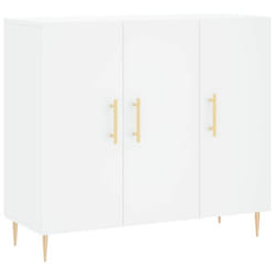 Buffet - Bois dingénierie - 90 x 34 x 80 cm - 2 portes - Blanc - Style moderne