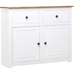 Buffet bahut commode armoire meuble de rangement organisateur cuisine salle de séjour salon 93 x 40 x 80 cm Pin Gamme Panama blanc