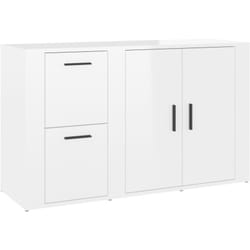 Buffet bahut commode armoire meuble de rangement organisateur cuisine salle de séjour salon brillant 100 x 33 x 59,5 cm bois d'ingénierie blanc