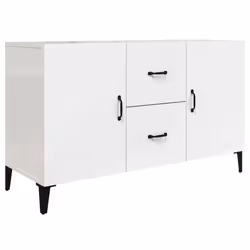 Buffet - Non spécifié - 100 x 36 x 60 cm - Bois dingénierie - 2 portes - 2 tiroirs - Blanc brillant