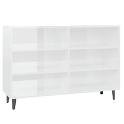 Buffet bahut commode - MARQUE - 1035 x 35 x 70 cm - Blanc brillant - 6 étagères - Style industriel