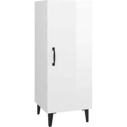Buffet bahut commode armoire meuble de rangement organisateur cuisine salle de séjour salon brillant 34,5 x 34 x 90 cm bois d'ingénierie blanc