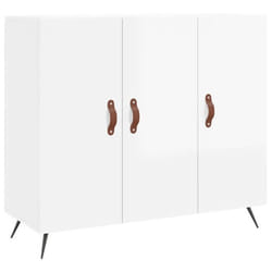 Buffet - Non spécifié - 90 x 34 x 80 cm - Bois dingénierie - Blanc brillant - 2 portes