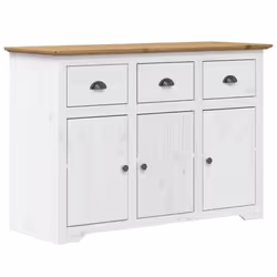Buffet - BODO - 1155 x 44 x 80 cm - Bois de pin massif - 3 tiroirs - 3 portes