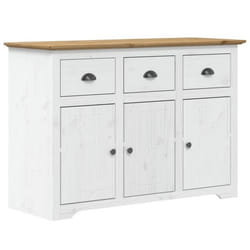 Buffet - BODO - 1155 x 44 x 80 cm - Bois de pin massif - 3 tiroirs - 3 portes