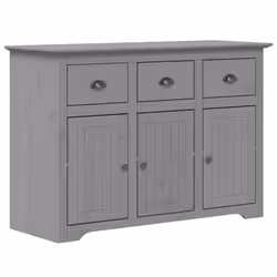 Buffet - HELLOSHOP26 - BODO - Bois de pin massif - 3 tiroirs - 3 portes - Gris