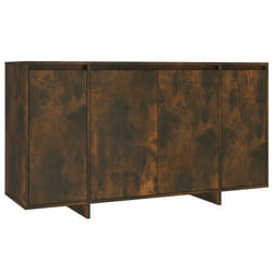 Buffet bahut commode - Bois dingénierie - 4 portes - Chêne fumé - 135 x 41 x 75 cm