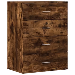 Buffet - Bois dingénierie - 60 x 39 x 80 cm - Chêne fumé - Meuble de rangement - Cuisine