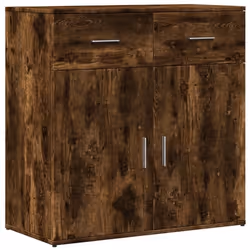 Buffet - Bois dingénierie - 79 x 38 x 80 cm - Chêne fumé - Meuble de rangement - Design contemporain
