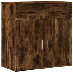 Buffet - Bois dingénierie - 79 x 38 x 80 cm - Chêne fumé - Meuble de rangement - Design contemporain