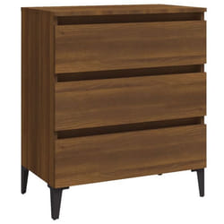 Buffet - Bois dingénierie - 60 x 35 x 69 cm - 3 tiroirs - Chêne marron - Meuble de rangement